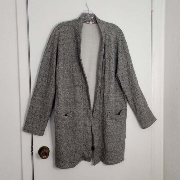 Eileen Fisher Heather Grey Organic Cotton Open Front Cardigan Jacket - Picture 1 of 6